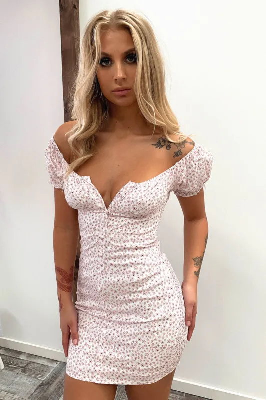 Blanney Dress - White/ Pink sold by Thats So Fetch