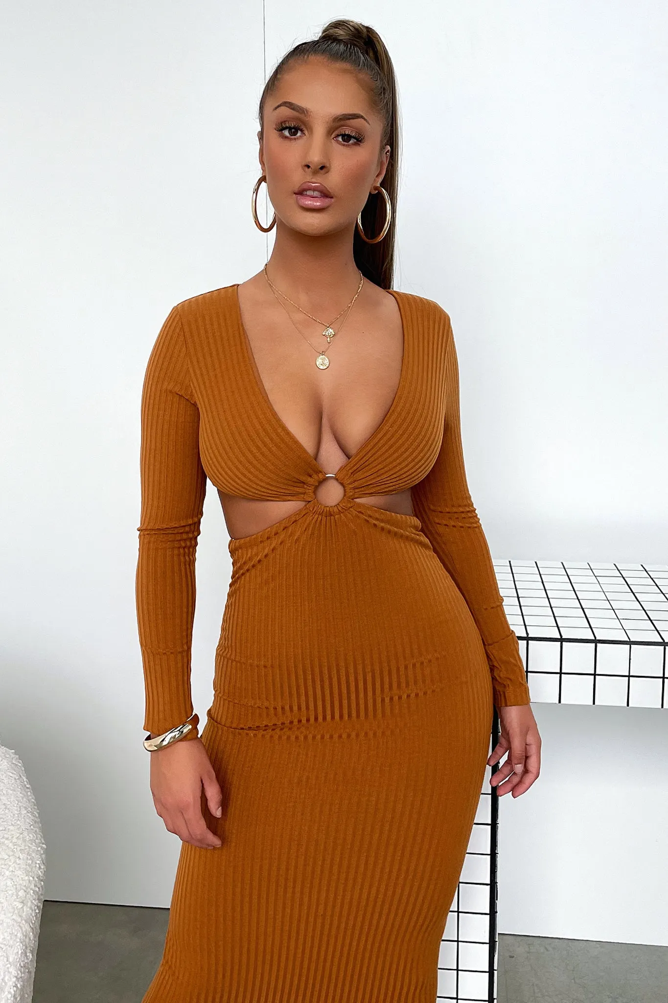 Laska Midi Dress - Rust Brown sold by Thats So Fetch product image thumbnail 2
