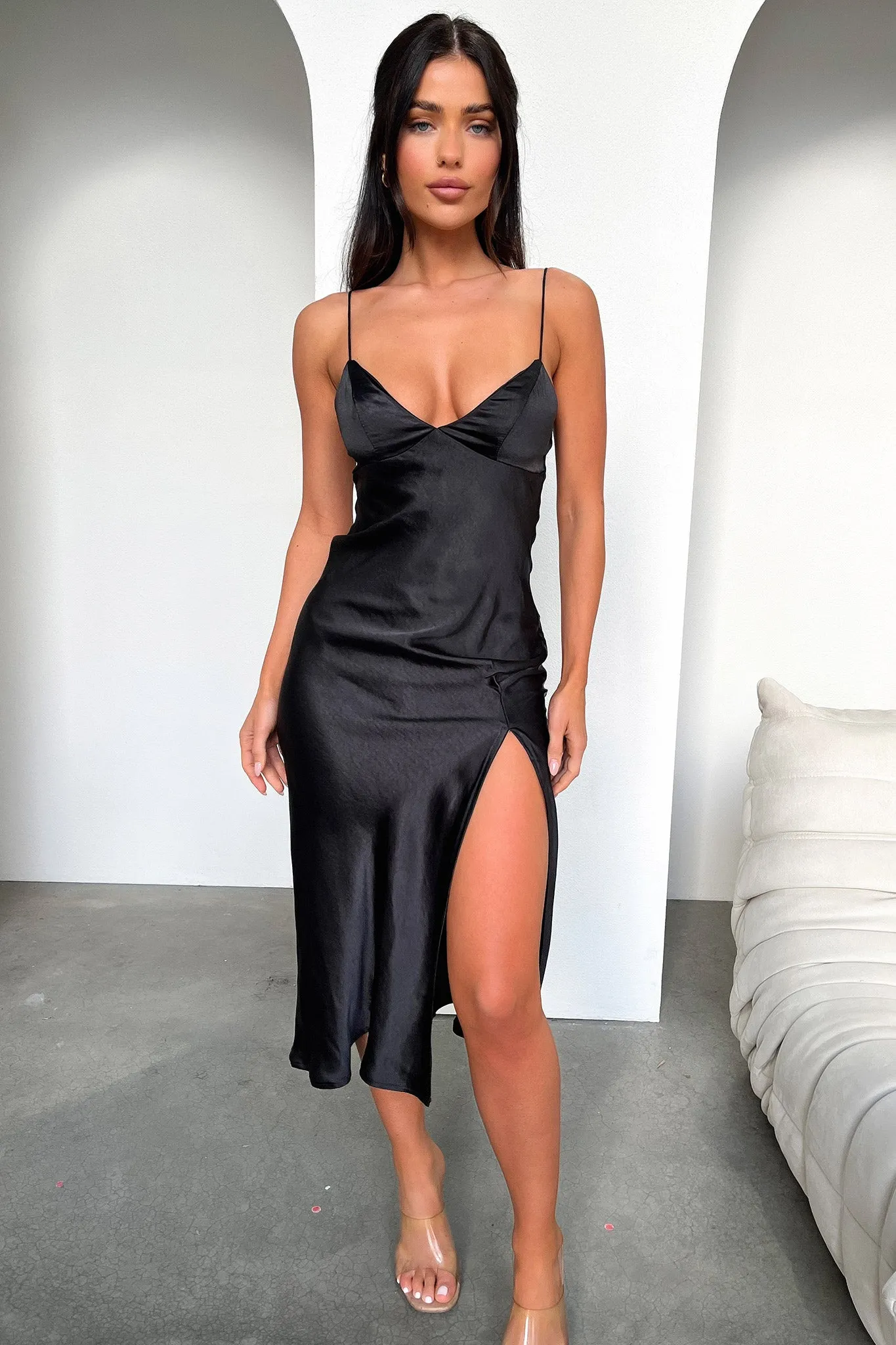 Jennifer Satin Midi Dress - Black sold by Thats So Fetch product image thumbnail 3