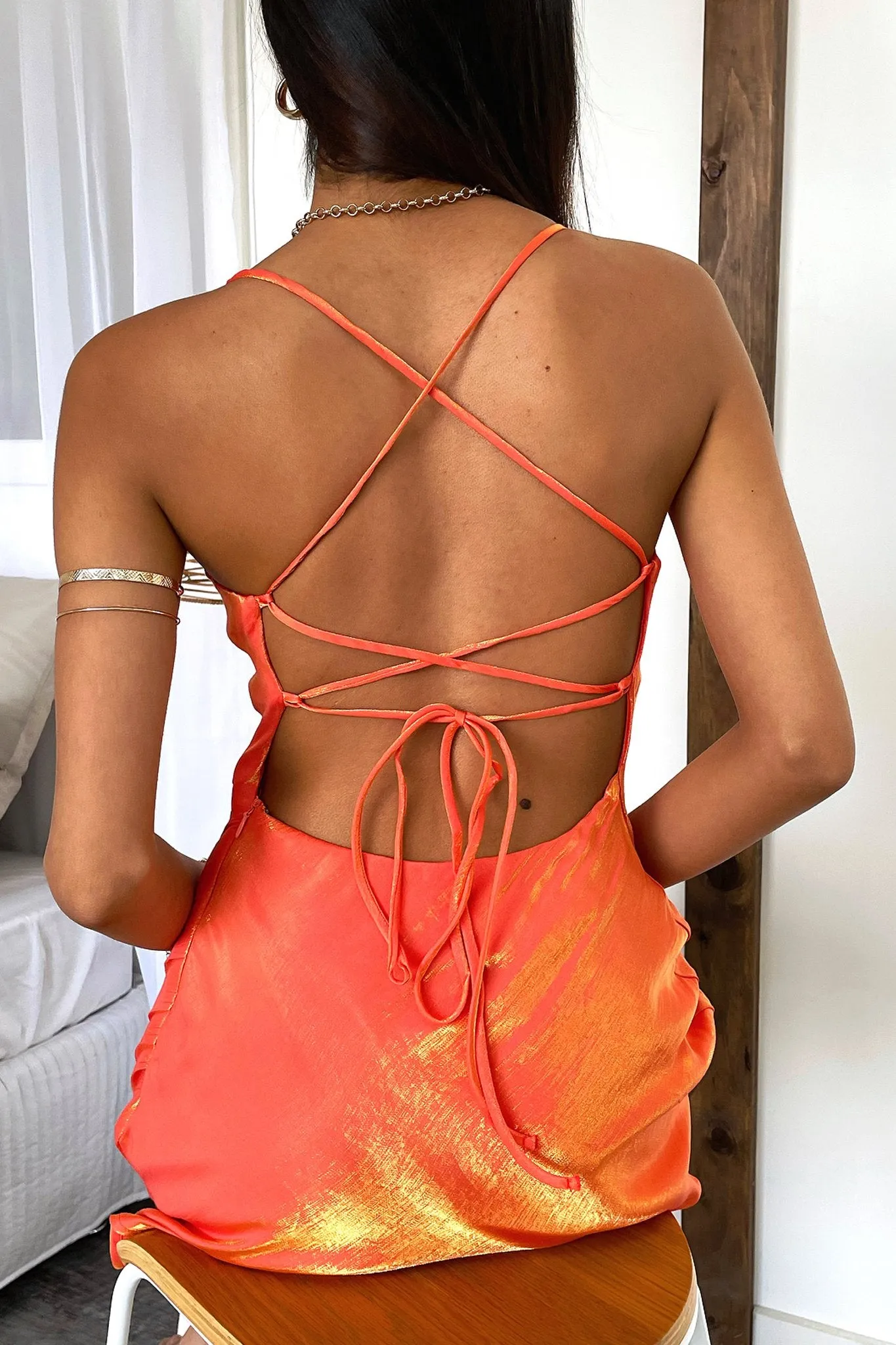 Olivia Dress - Orange Shimmer sold by Thats So Fetch