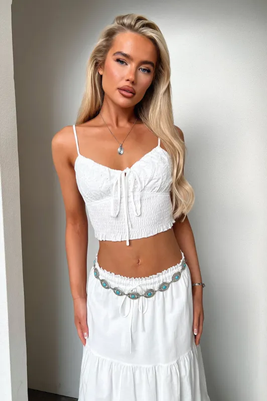 Lottie Embroidered Crop - White sold by Thats So Fetch