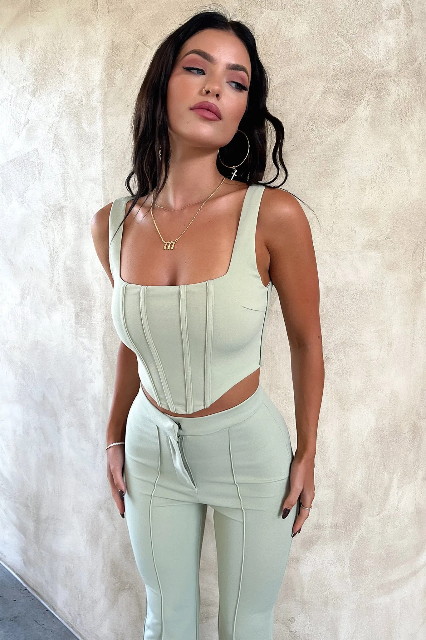 Token Corset Top - Sage sold by Thats So Fetch