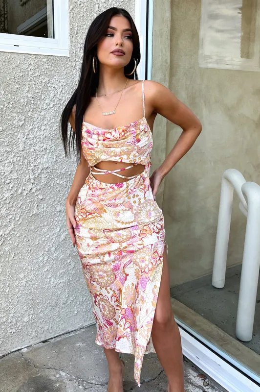 Florence Midi Dress - Pink Floral sold by Thats So Fetch