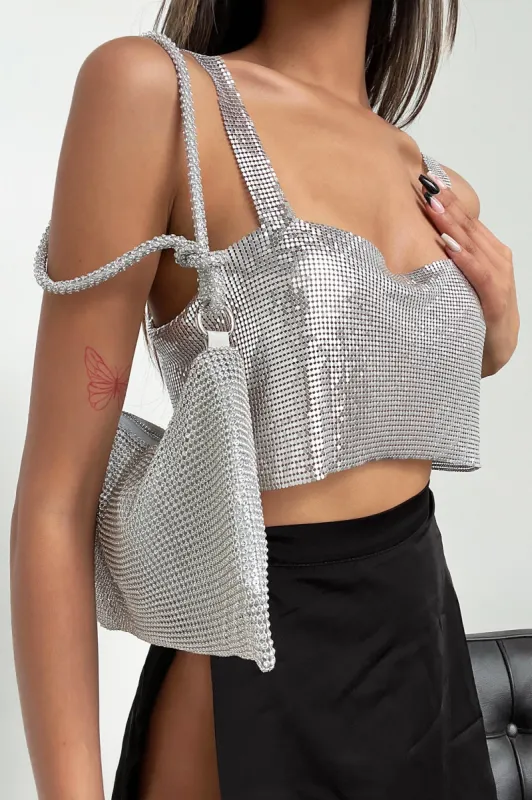 Talia Diamond Bag - Silver sold by Thats So Fetch