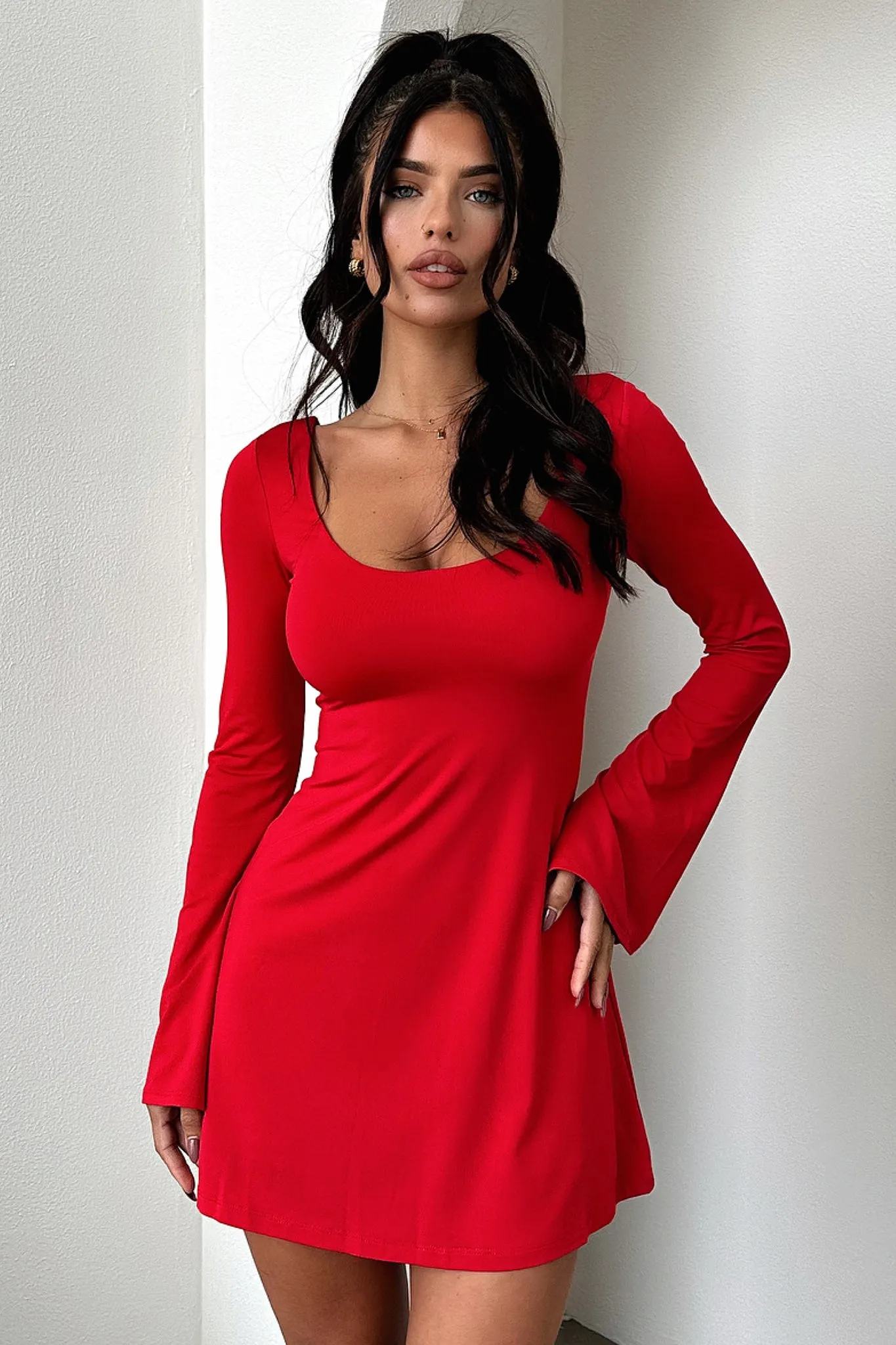 Marcia Long Sleeve Dress - Red sold by Thats So Fetch