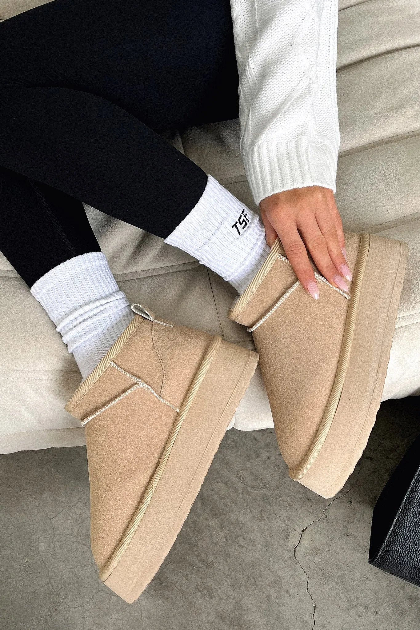 Eesha Platform Boots - Sand sold by Thats So Fetch