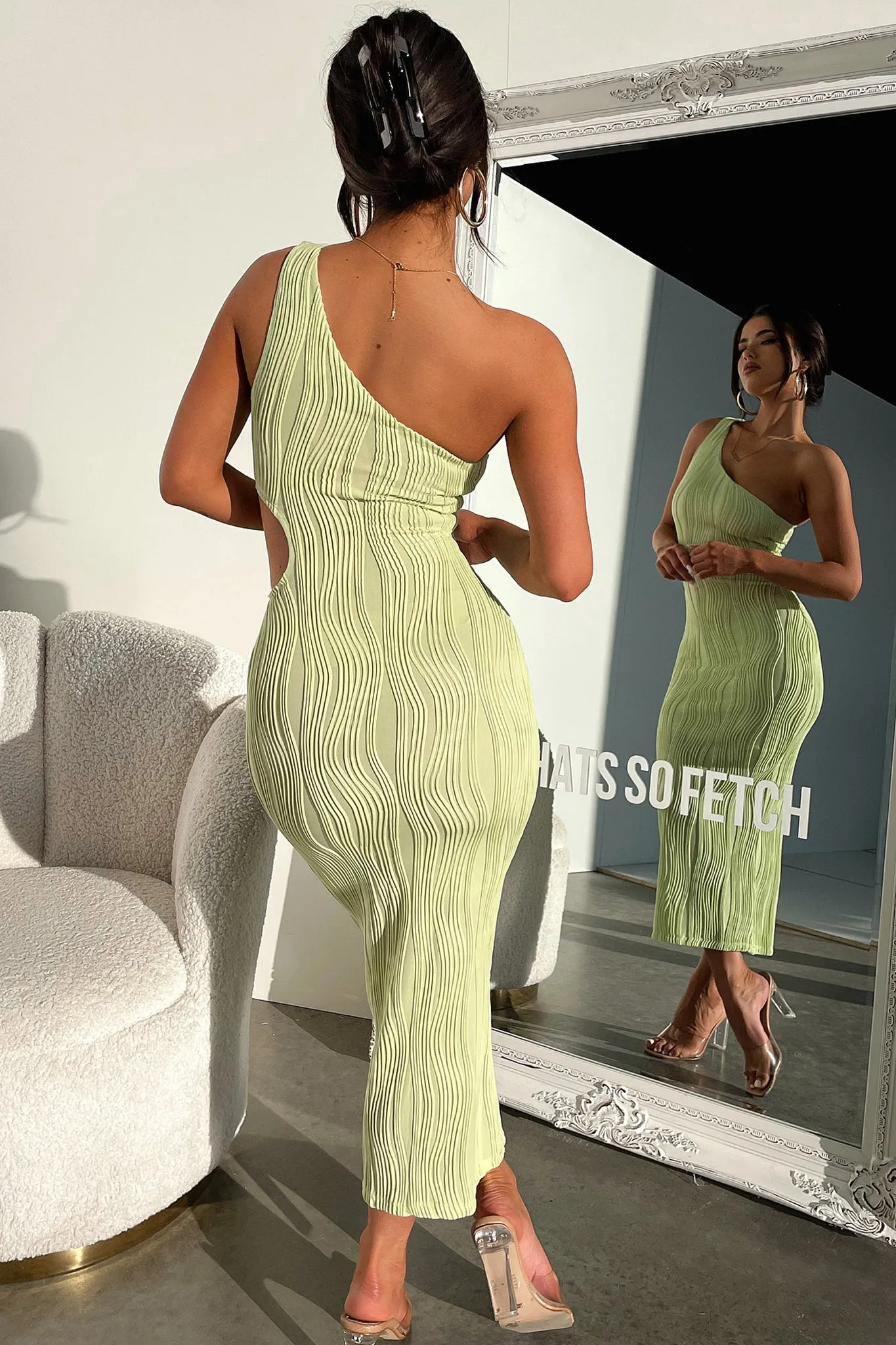Trami One Shoulder Midi Dress - Green sold by Thats So Fetch product image thumbnail 5