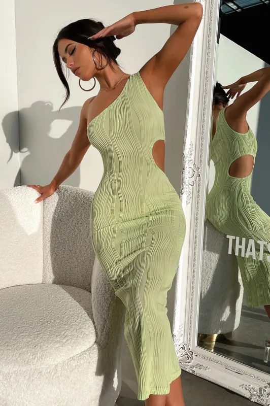 Trami One Shoulder Midi Dress - Green sold by Thats So Fetch