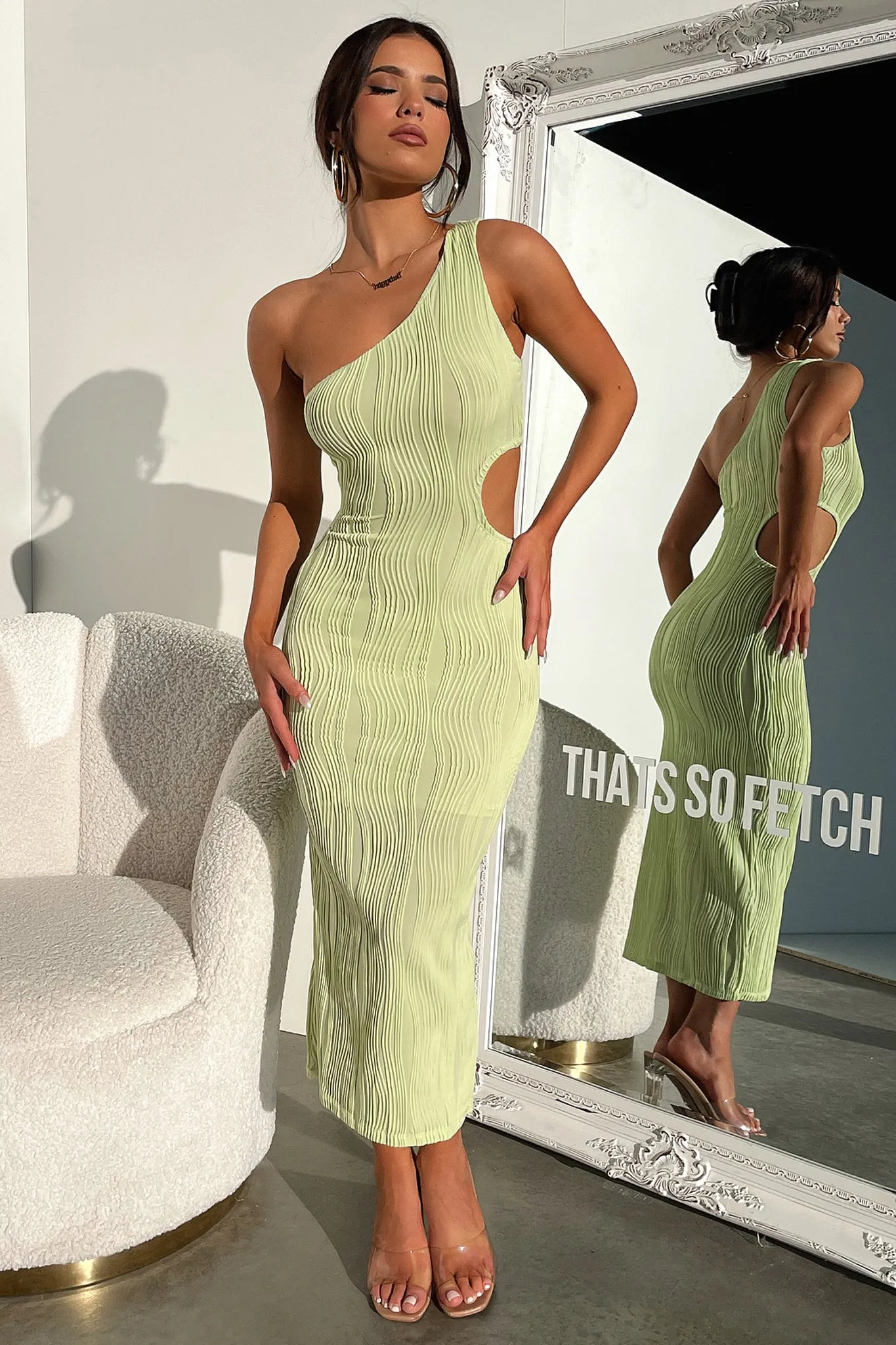 Trami One Shoulder Midi Dress - Green sold by Thats So Fetch product image thumbnail 3