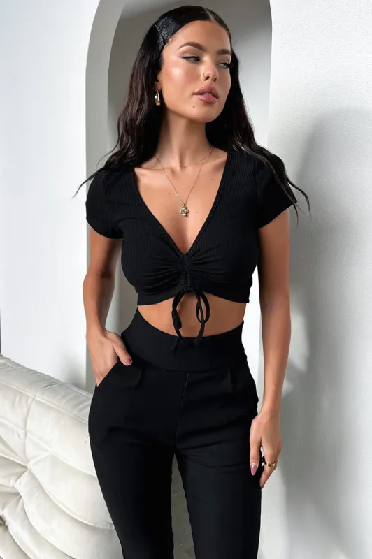 Santana Short Sleeve Crop - Black sold by Thats So Fetch