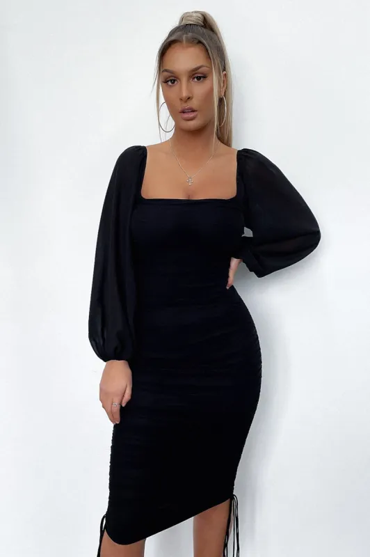 Lorde Midi Dress - Black sold by Thats So Fetch