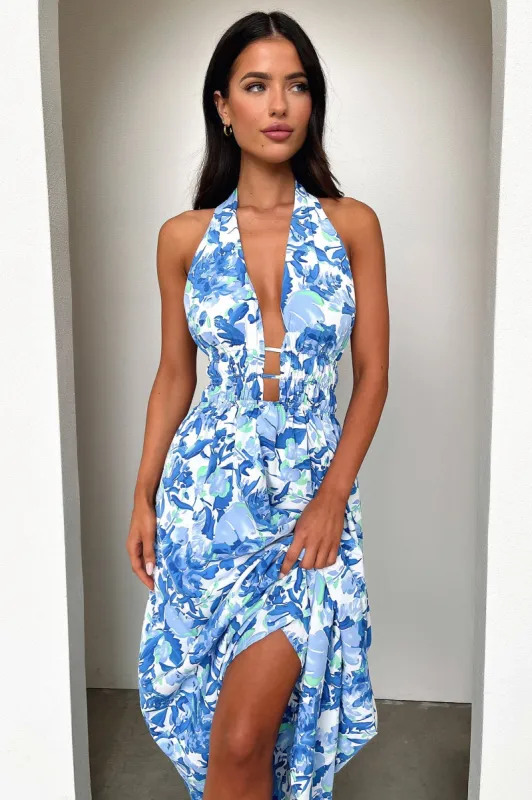 Arien Maxi Dress - Blue Floral sold by Thats So Fetch