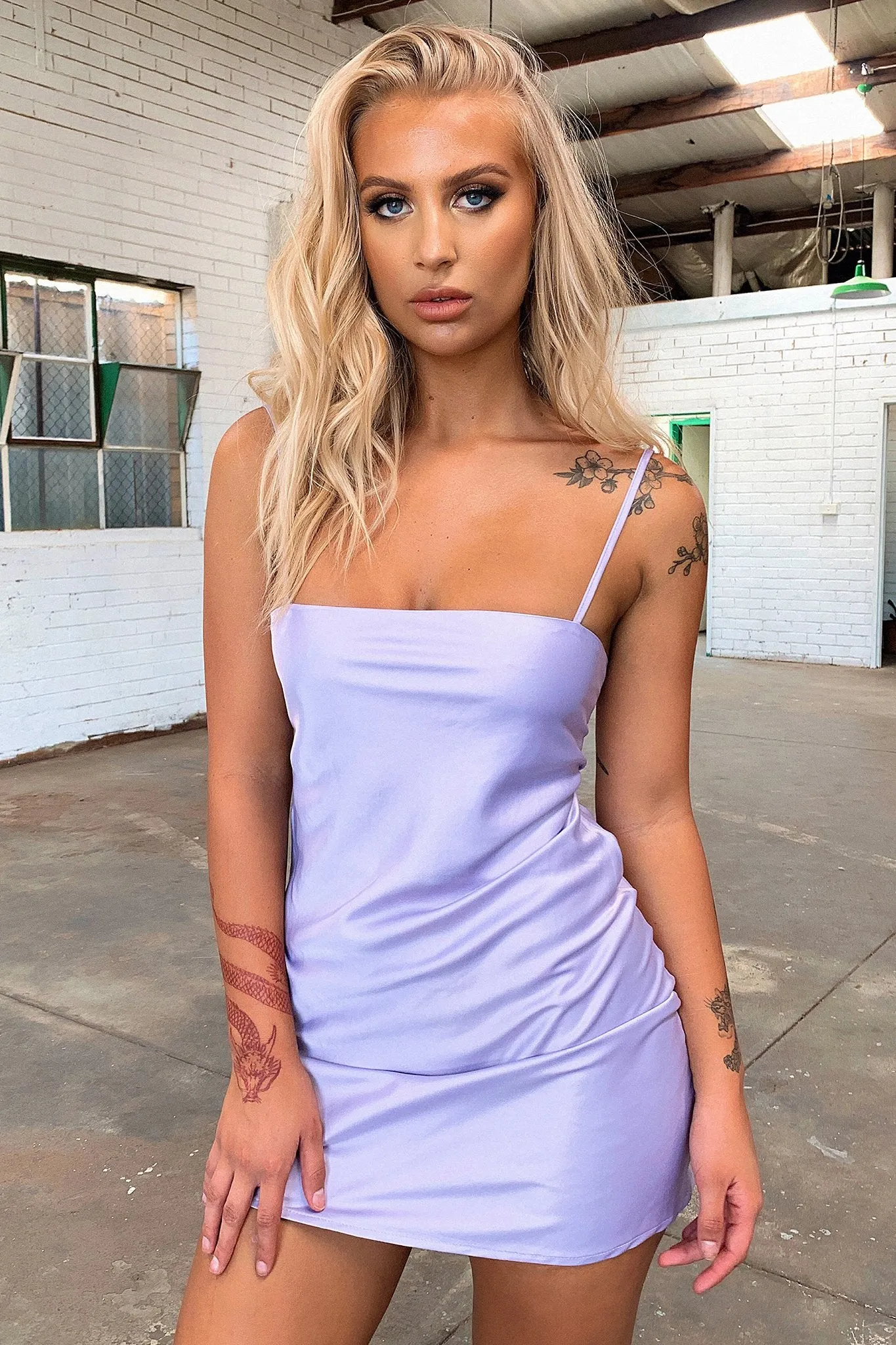 Addison Satin Mini Dress - Lilac sold by Thats So Fetch