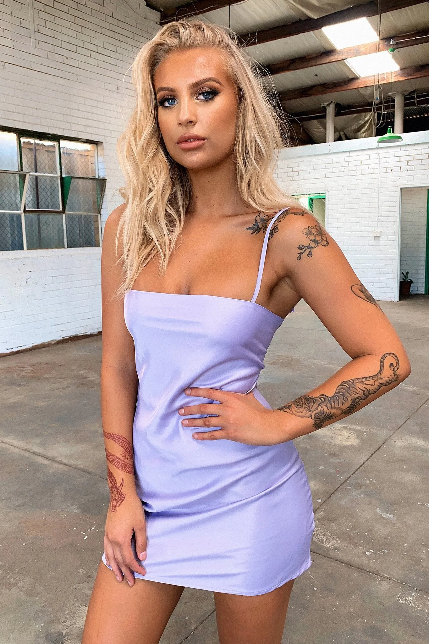 Addison Satin Mini Dress - Lilac sold by Thats So Fetch product image thumbnail 4