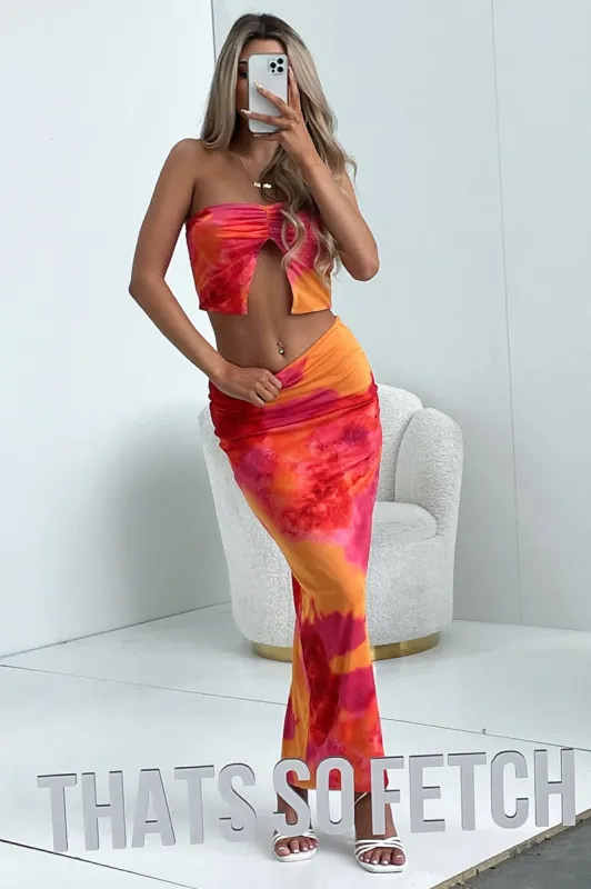 Arlou Maxi Skirt - Pink/Orange sold by Thats So Fetch