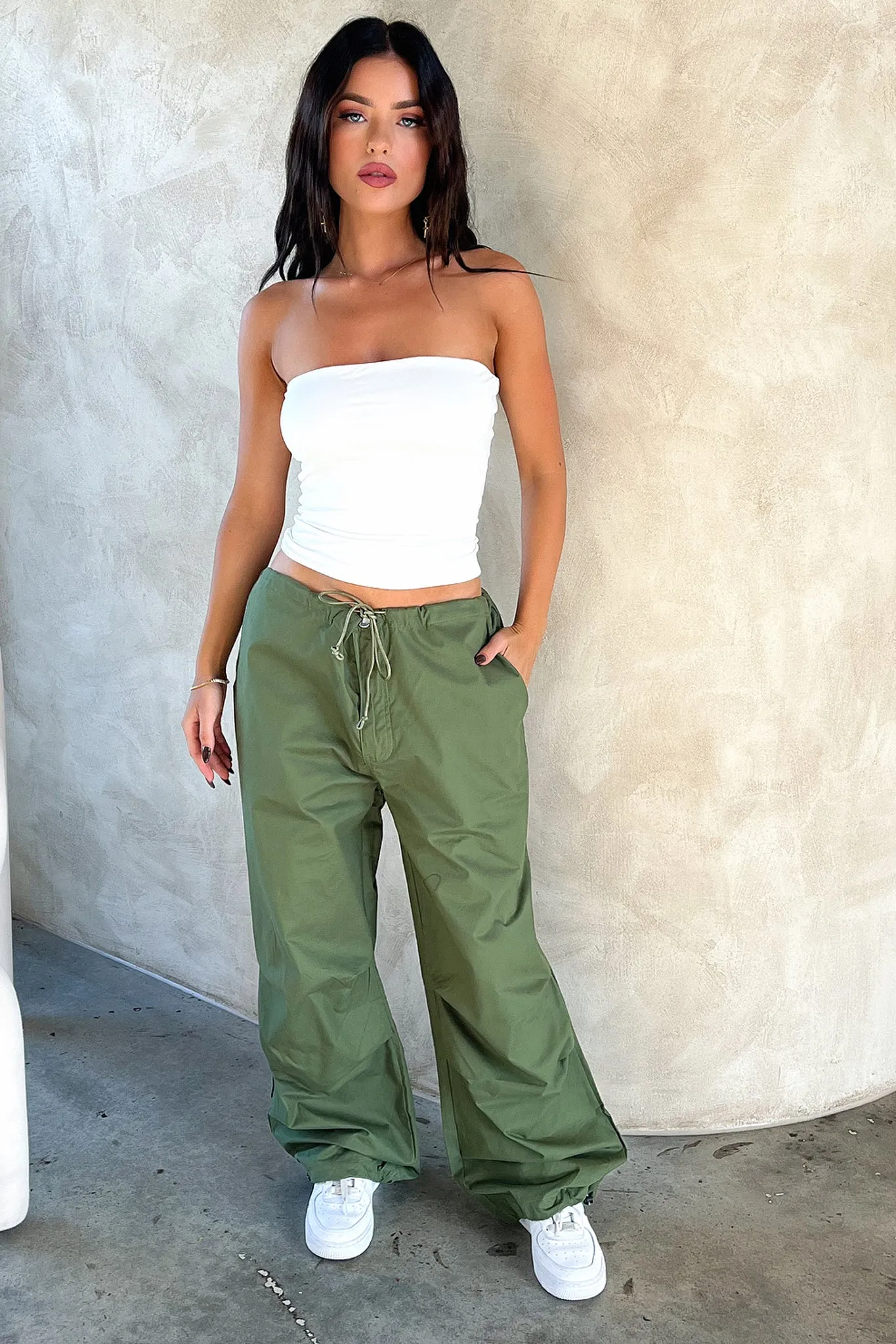Millana Parachute Pants - Khaki sold by Thats So Fetch