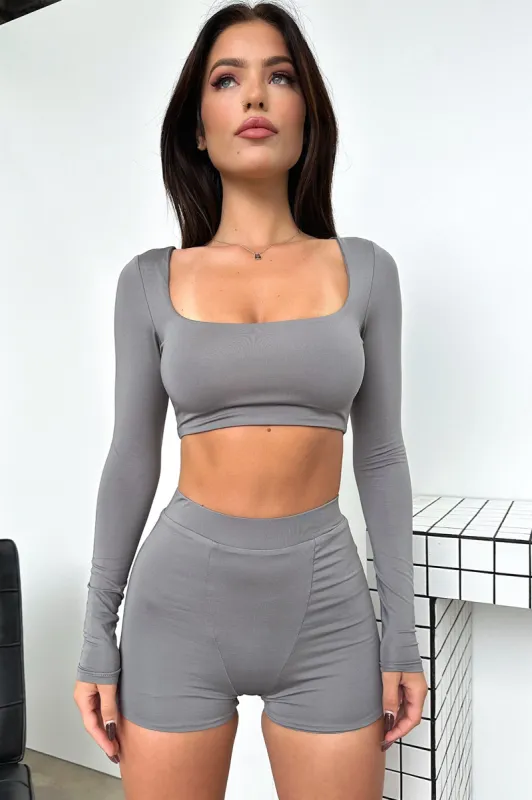 Vacay Long Sleeve - Grey sold by Thats So Fetch