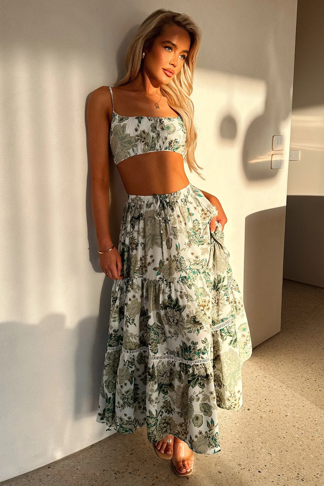 Kei Maxi Skirt - Green Floral sold by Thats So Fetch product image thumbnail 3