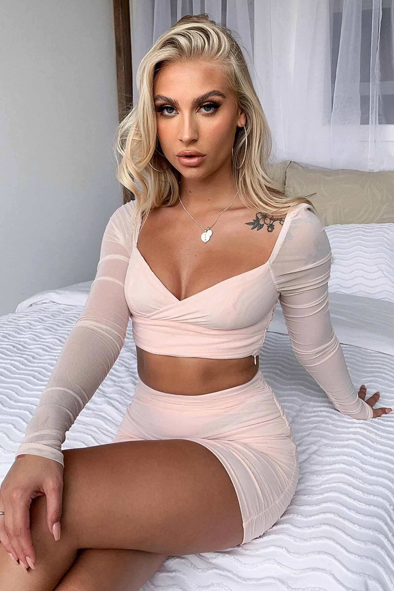 Martina Long Sleeve Crop - Pale Pink sold by Thats So Fetch