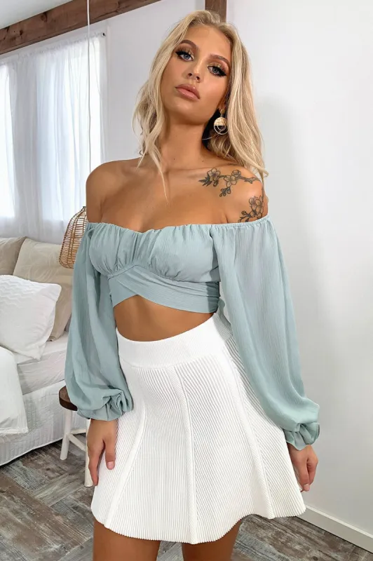 Elliot Long Sleeve Crop - Sage sold by Thats So Fetch