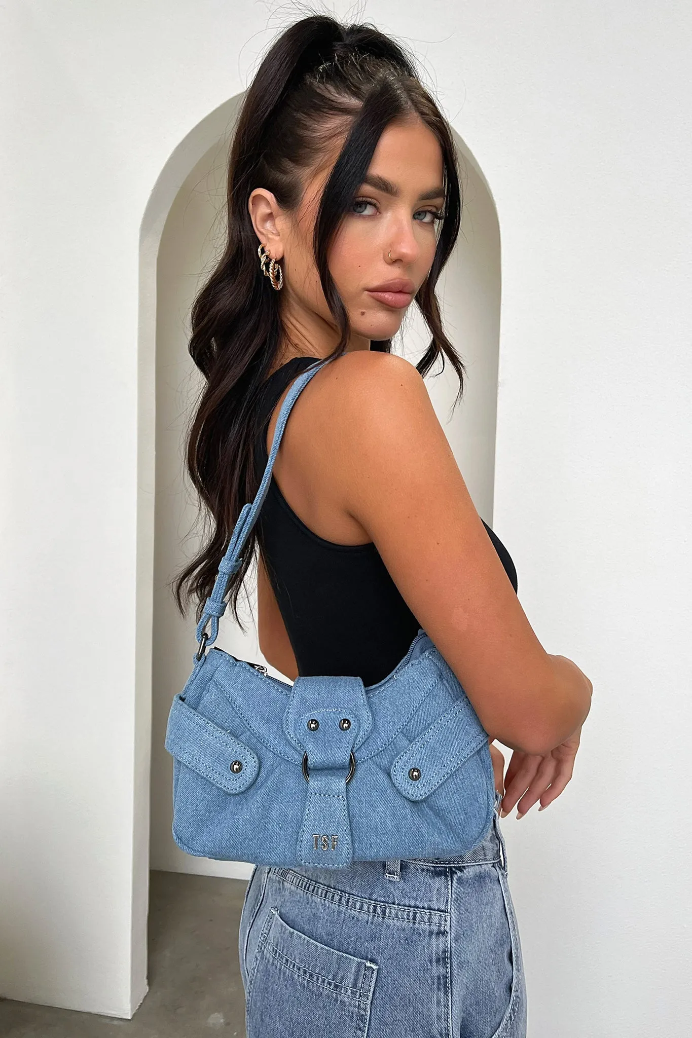 Nevaeh Shoulder Bag - Denim sold by Thats So Fetch