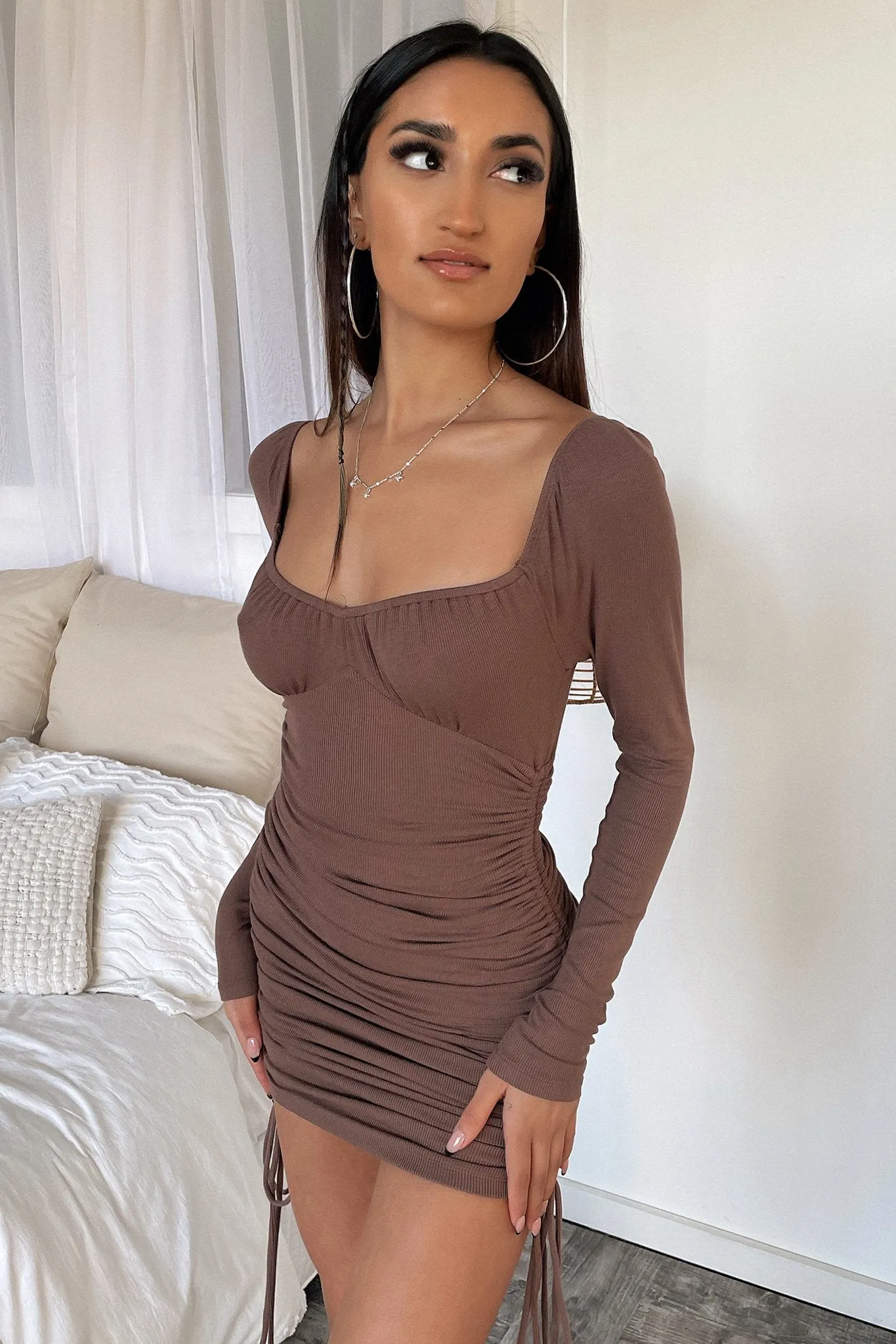 Terri Long Sleeve Dress - Brown sold by Thats So Fetch