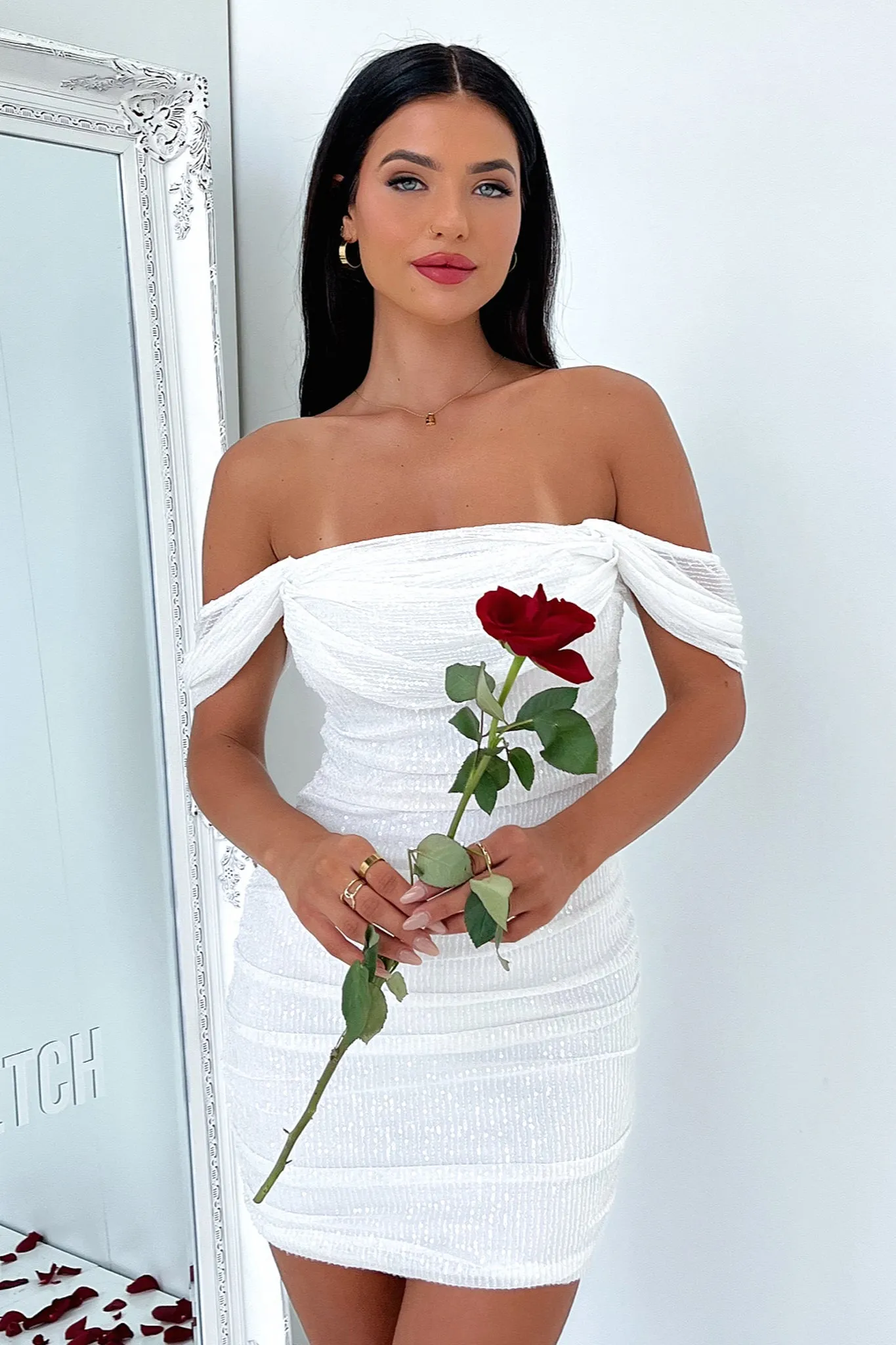 Nara Dress - White Sequin sold by Thats So Fetch product image thumbnail 3