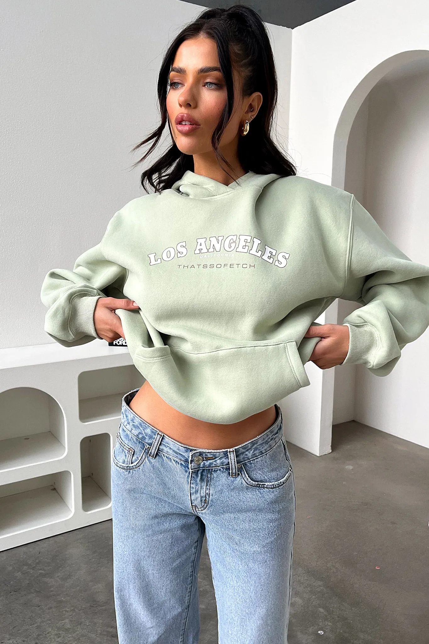 Los Angeles Hoodie - Sage sold by Thats So Fetch product image thumbnail 4