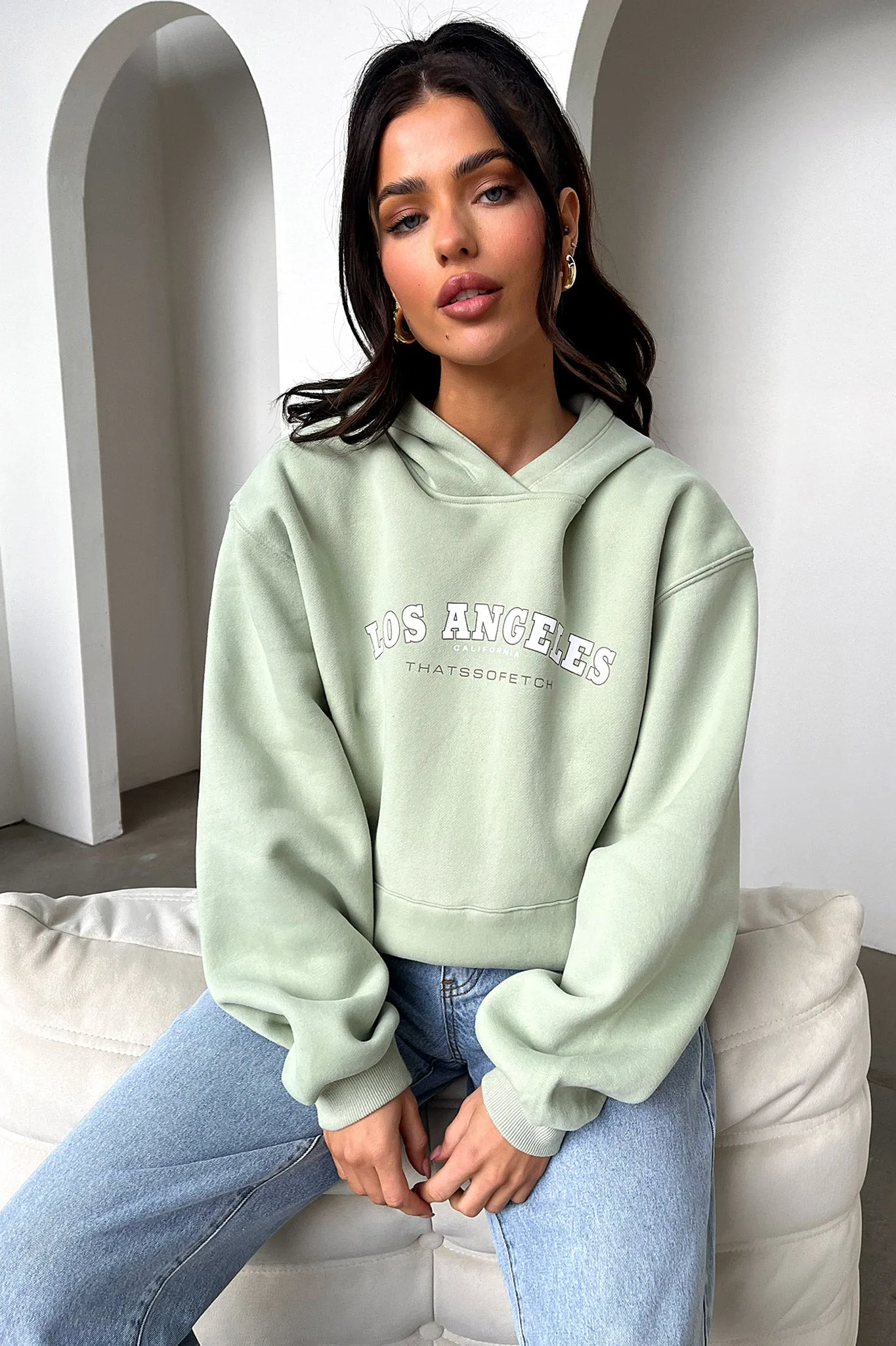 Los Angeles Hoodie - Sage sold by Thats So Fetch