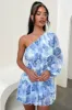 Katina Mini Dress - Blue Floral sold by Thats So Fetch