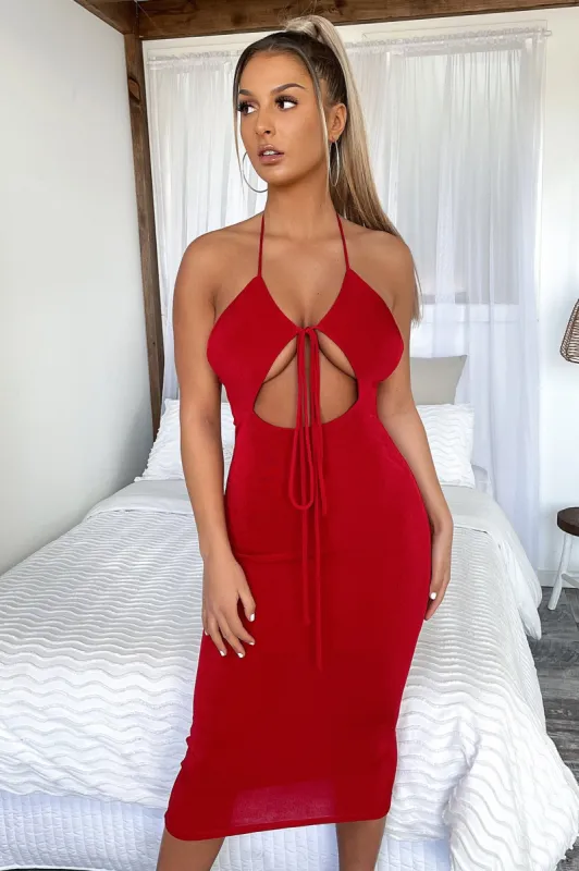 Averta Midi Dress - Red sold by Thats So Fetch