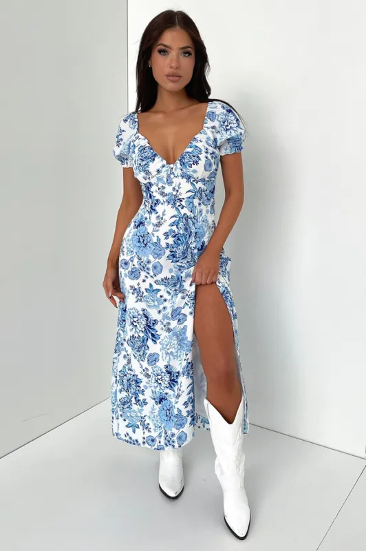 Solem Midi Dress - Blue Floral sold by Thats So Fetch
