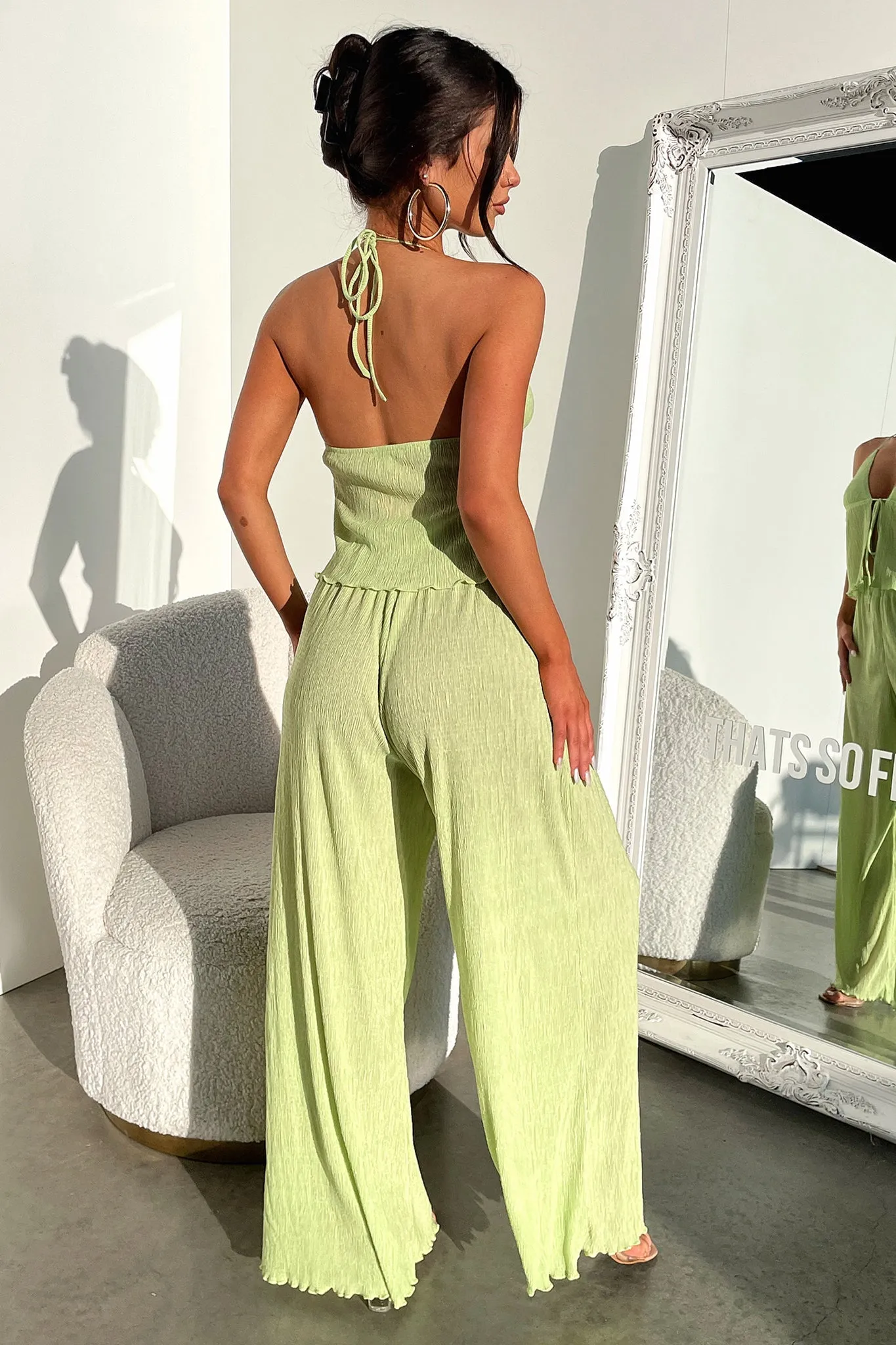 Prisha Wide Leg Plisse Pants - Green sold by Thats So Fetch product image thumbnail 5