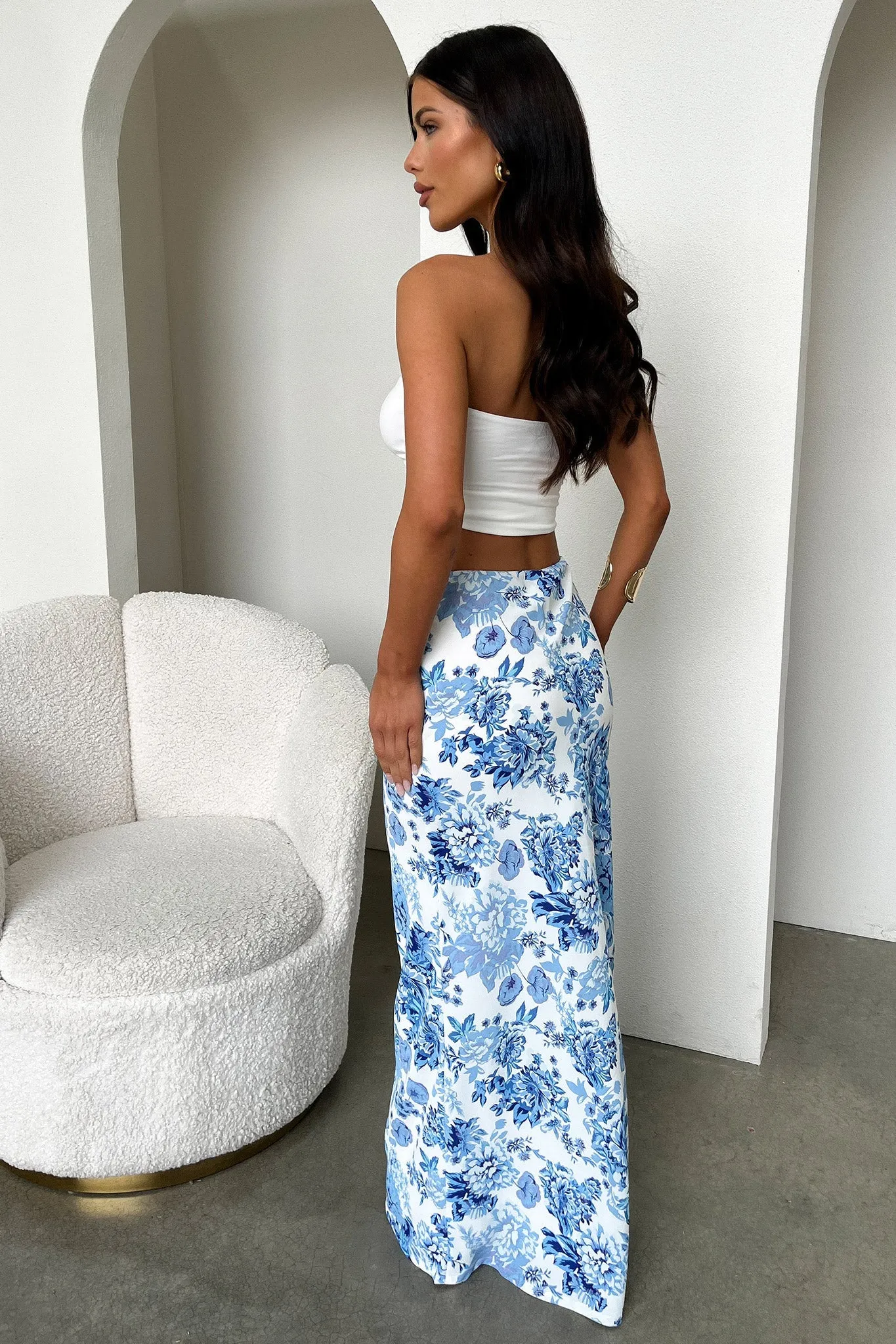 Cairo Maxi Skirt - Blue Floral sold by Thats So Fetch product image thumbnail 5