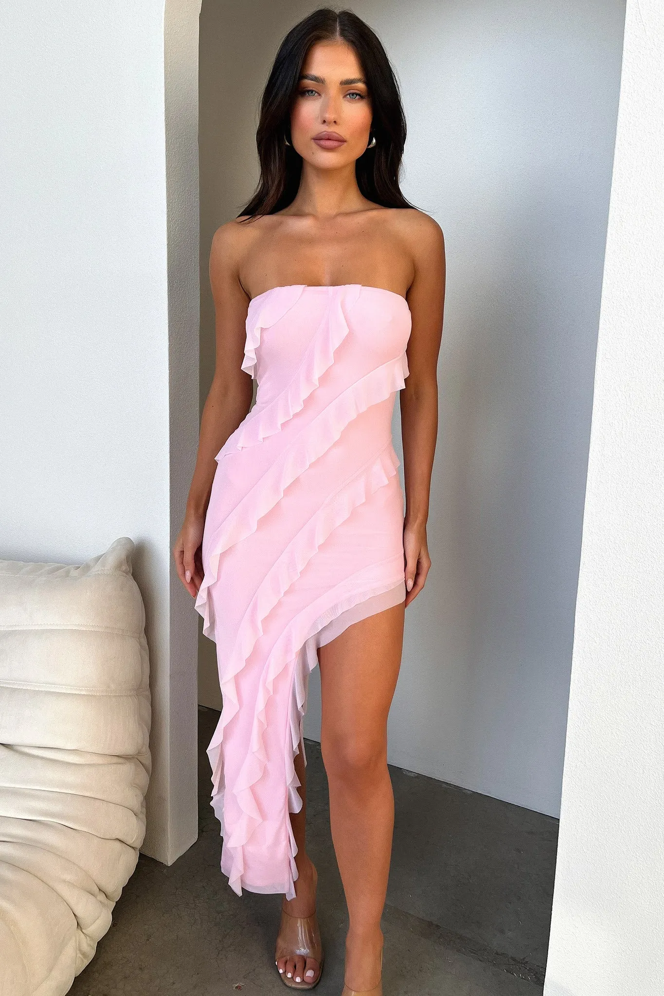 Jadore Strapless Ruffle Midi Dress - Pink sold by Thats So Fetch product image thumbnail 2