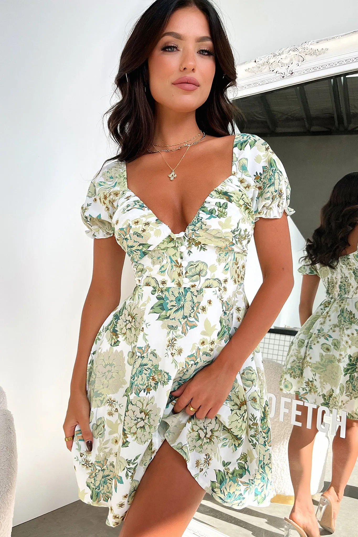 Solem Mini Dress - Green Floral sold by Thats So Fetch product image thumbnail 2