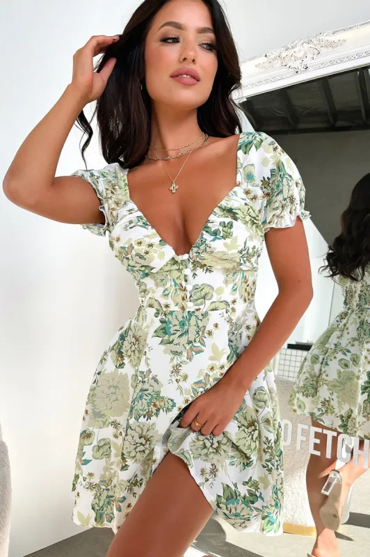 Solem Mini Dress - Green Floral sold by Thats So Fetch