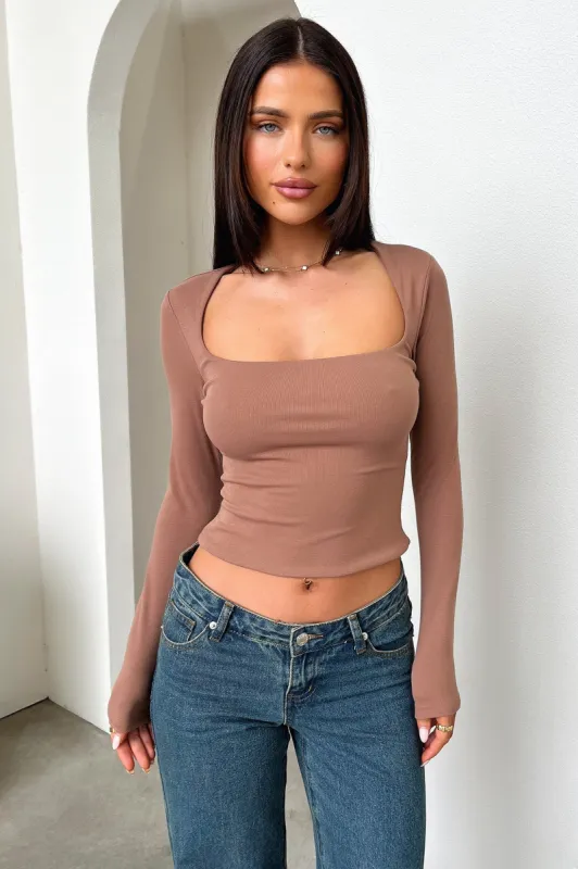 Andre Long Sleeve Top - Brown made by Thats So Fetch