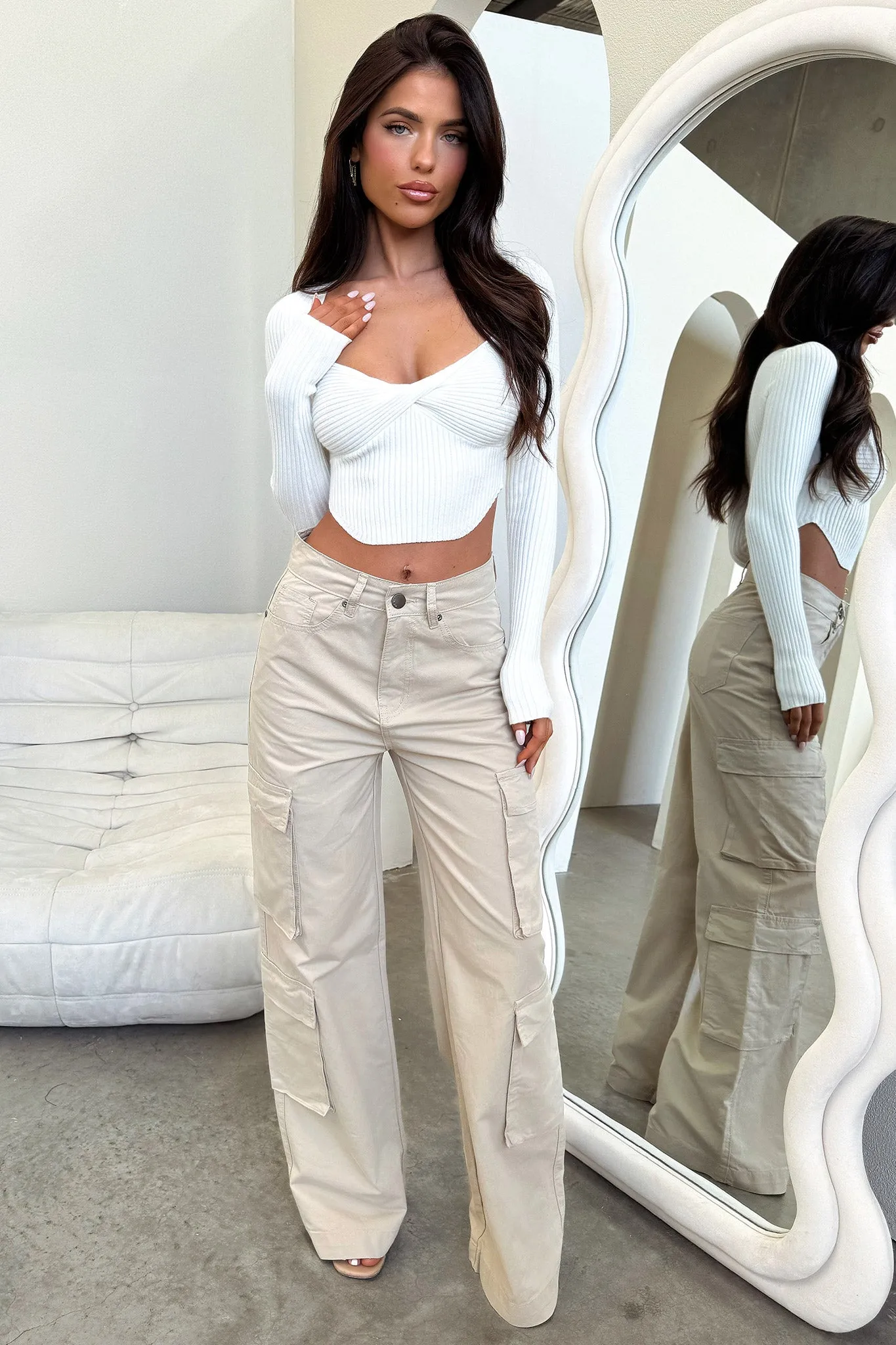 Alyssa Cargo Pants - Beige sold by Thats So Fetch product image thumbnail 5
