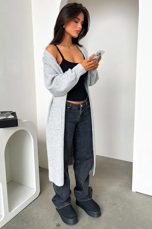 Arina Longline Knit Cardigan - Grey sold by Thats So Fetch