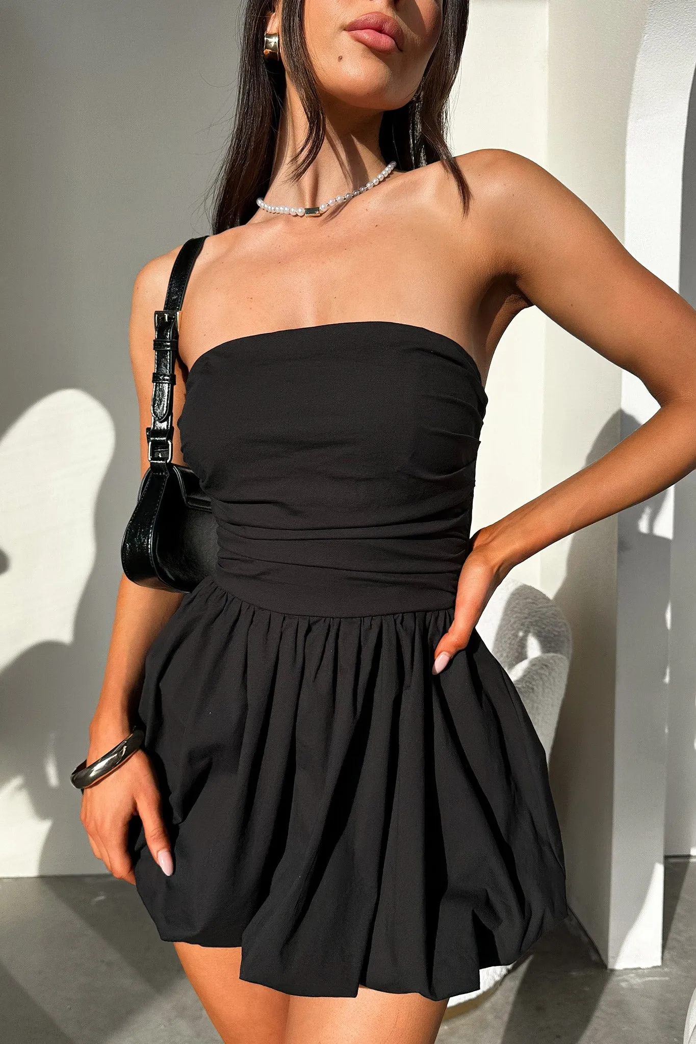 Olicia Strapless Bubble Skirt Mini Dress - Black sold by Thats So Fetch product image thumbnail 2