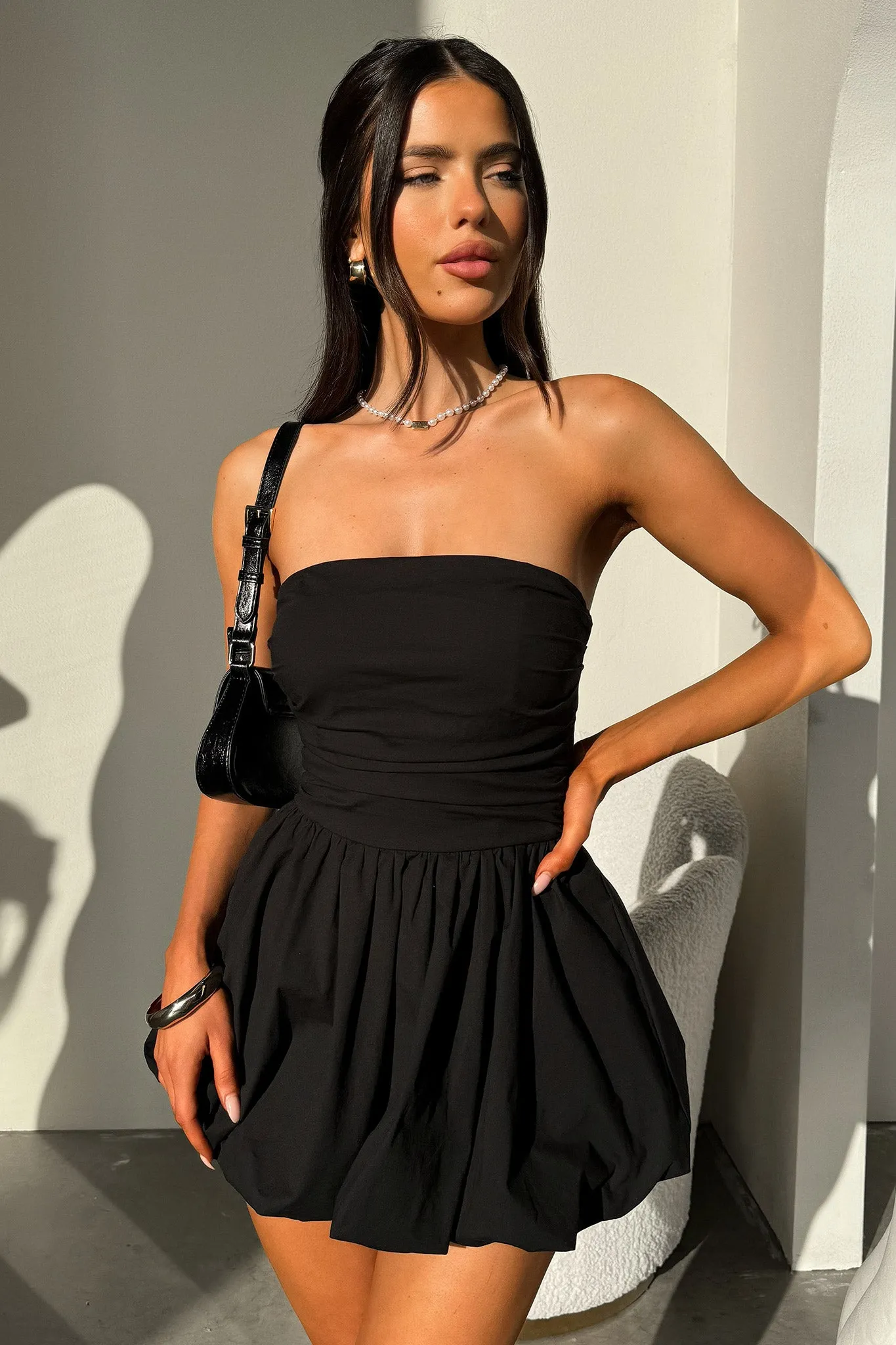 Olicia Strapless Bubble Skirt Mini Dress - Black sold by Thats So Fetch product image thumbnail 5