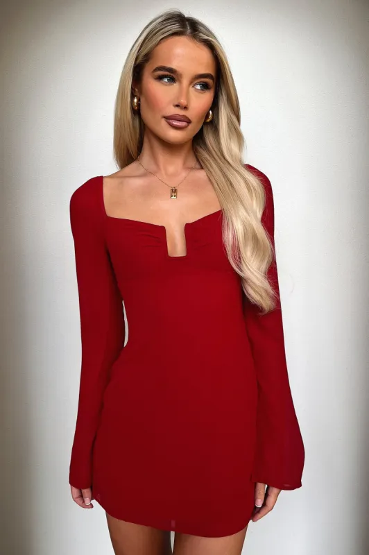 Charisma Long Sleeve Mini Dress - Red sold by Thats So Fetch