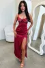 Sorrento Satin Maxi Dress - Red sold by Thats So Fetch