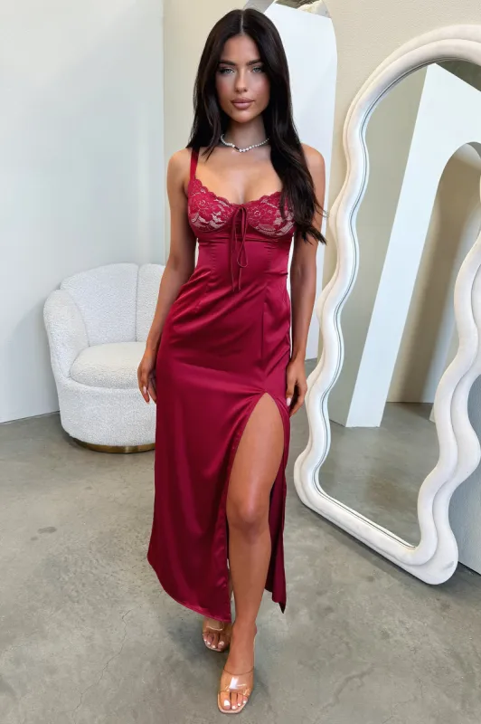 Sorrento Satin Maxi Dress - Red sold by Thats So Fetch