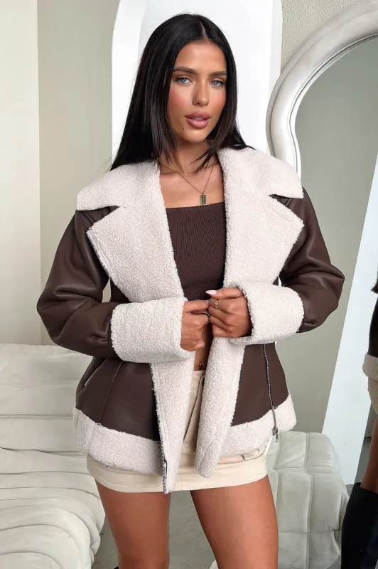 Kobie Faux Leather Jacket - Brown sold by Thats So Fetch