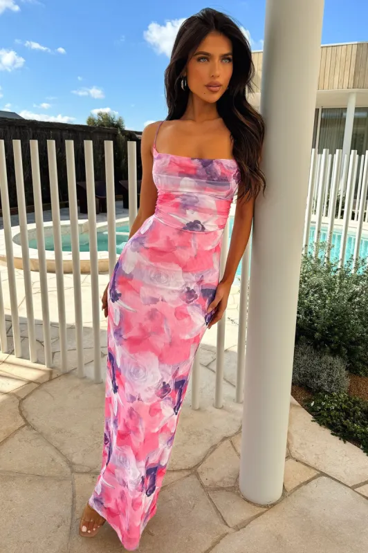 Nadine Maxi Dress - Pink Floral sold by Thats So Fetch