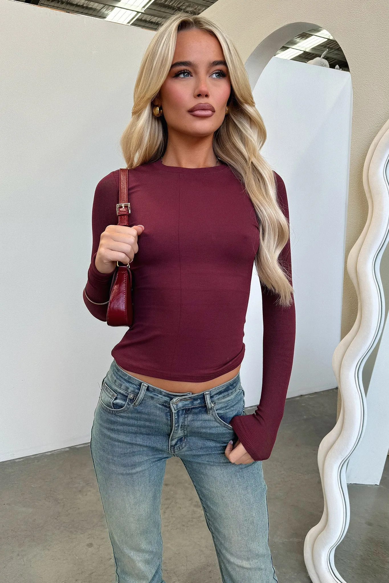 Jaylee Long Sleeve Tee - Wine sold by Thats So Fetch product image thumbnail 4