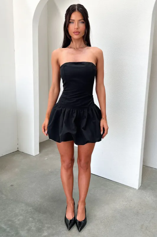Kloe Bubble Skirt Strapless Mini Dress - Black sold by Thats So Fetch