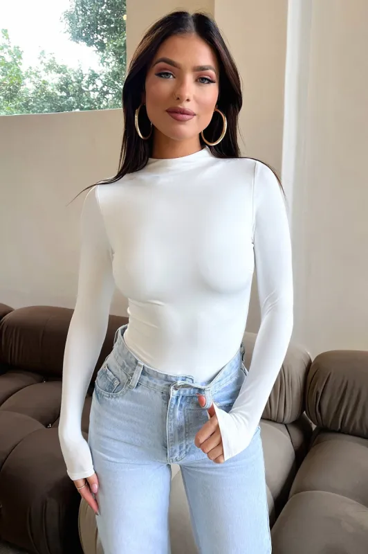 Jora Long Sleeve Bodysuit - White sold by Thats So Fetch